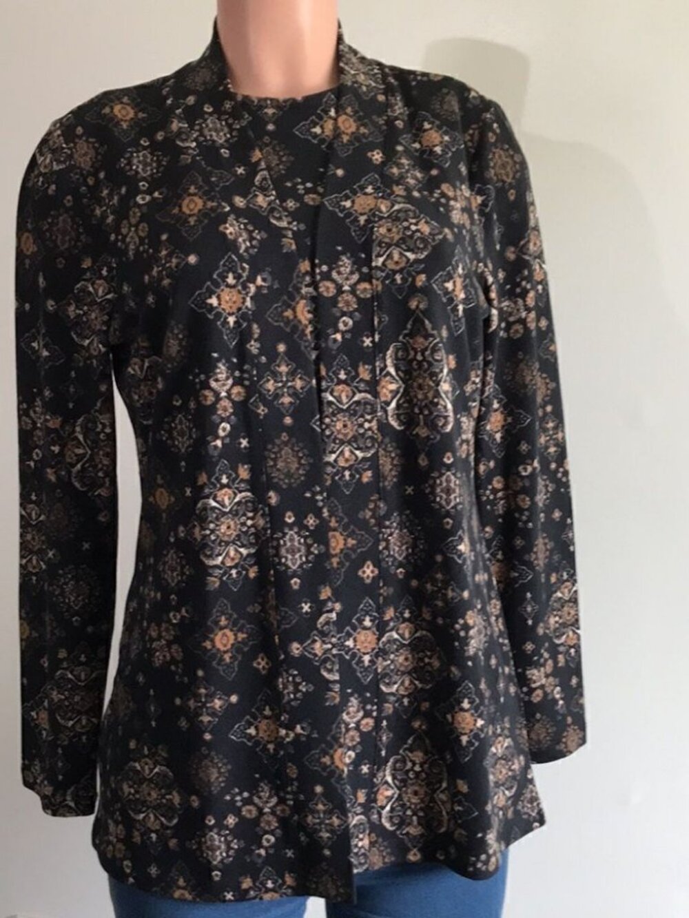 Denim & Co. Printed Heavenly Jersey Tunic Cardigan with Tank Set